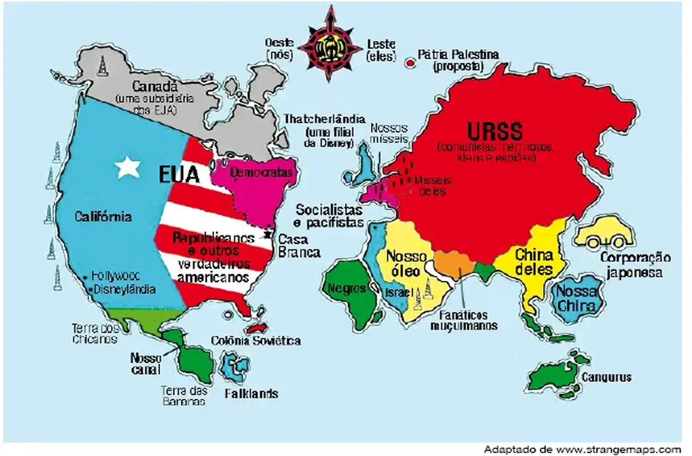 mapa dos EU e URSS para ilustrar post com questões da velha e nova ordem mundial