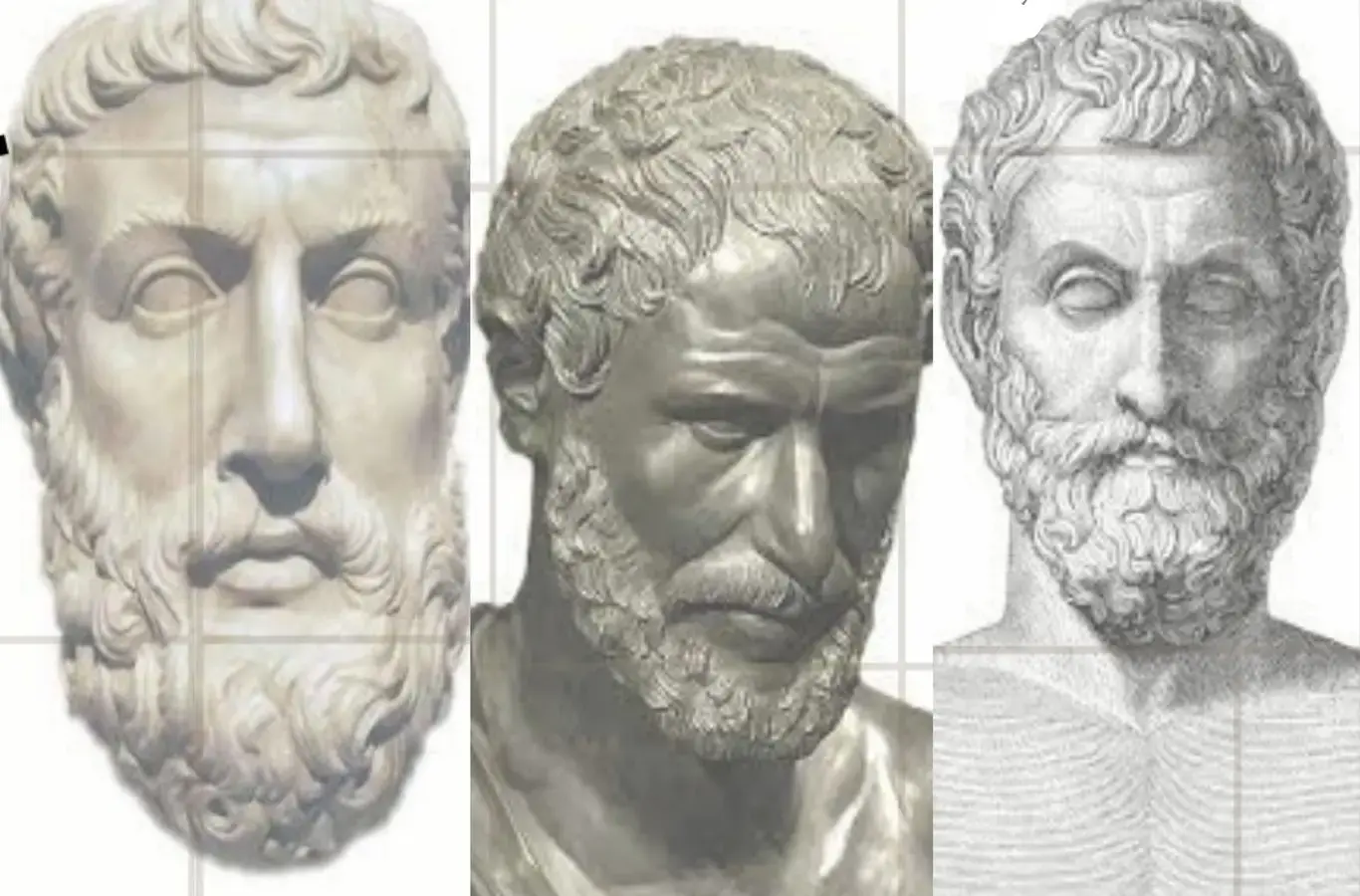 foto de Heráclito, tales de mileto e Parmênides- fisósofos pré-socráticos para ilustrar texto com questões sobre o tema