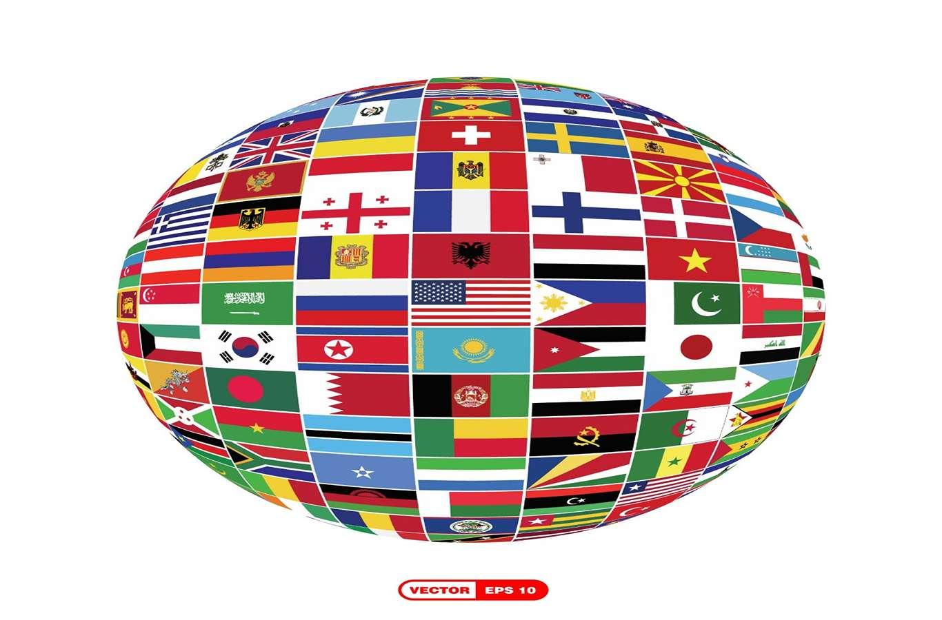 Mapa com bandeira de vários países para ilustrar o texto sobre velha e nova ordem mundial