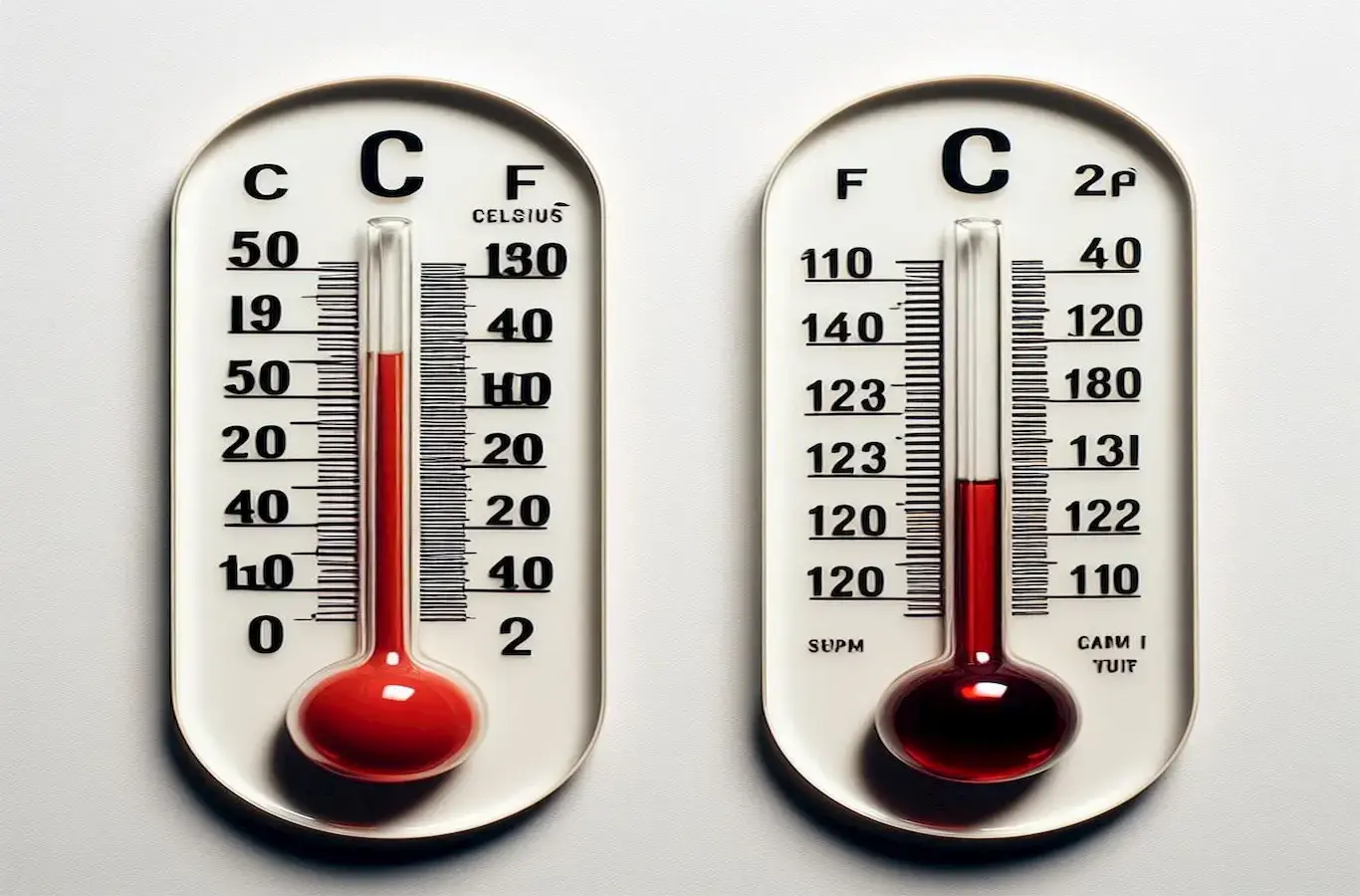 magem de um termometro de escala celcius e outro termometro com escala fahrenheit lado a lado