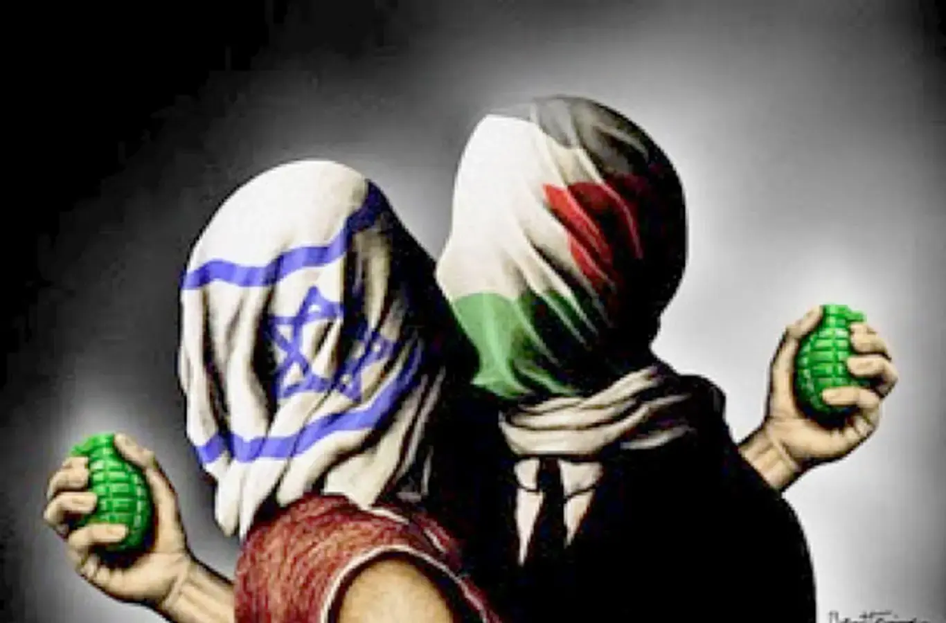 homem e mulher com bandeira da palestina e de israel no rosto para ilustrar texto sobre questão da palestina