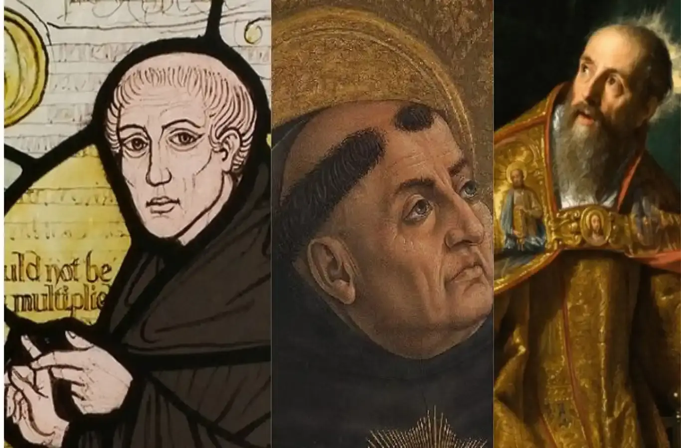 Guilherme de Ockham, Santo Agostinho e São Tomás de Aquino filósofos medievais