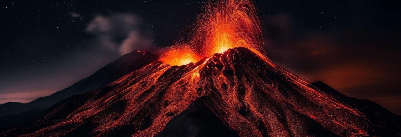 imagem de um vulcão para ilustrar o conteúdo sobre vulcão e terremoto